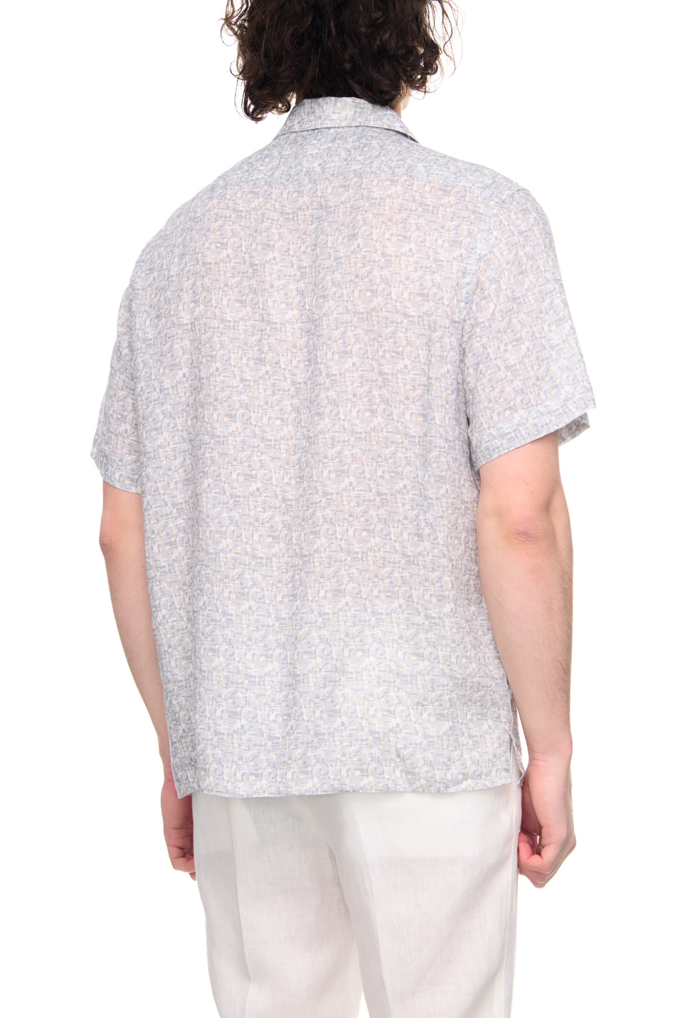 Мужской Corneliani Рубашка из чистого льна с принтом (цвет ), артикул 91I204-3111910 | Фото 4