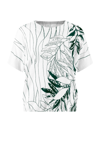 Джемпер с растительным принтом|Основной цвет:Белый|Артикул:771016-35714 | Фото 1