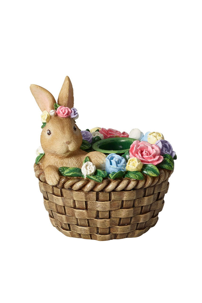 Подсвечник "Кролик в корзине", 9,2 см|Основной цвет:Коричневый|Артикул:35-9389-0033 | Фото 1