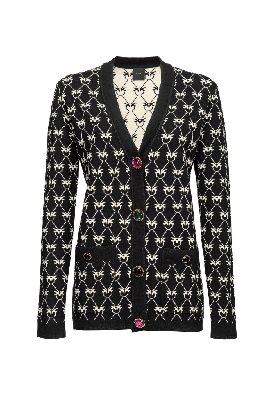 Женский Pinko Кардиган с жаккардовым узором Love Birds Monogram (цвет ), артикул 1G18FHY7UH | Фото 1