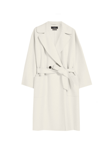 Двубортное пальто SELZ с поясом|Основной цвет:Кремовый|Артикул:2350110337 | Фото 1