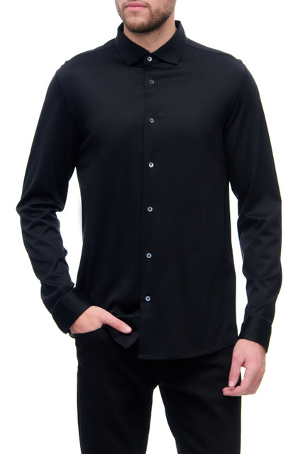 Однотонная трикотажная рубашка|Основной цвет:Черный|Артикул:8N1CG1-1JUVZ | Фото 1