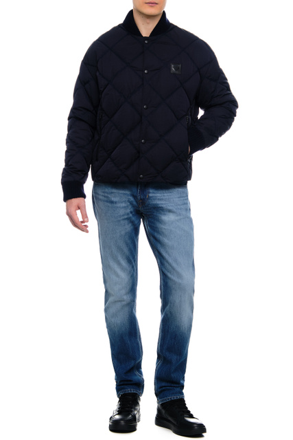 Стеганая куртка с трикотажным воротником|Основной цвет:Синий|Артикул:6L1BL2-1NT2Z | Фото 2