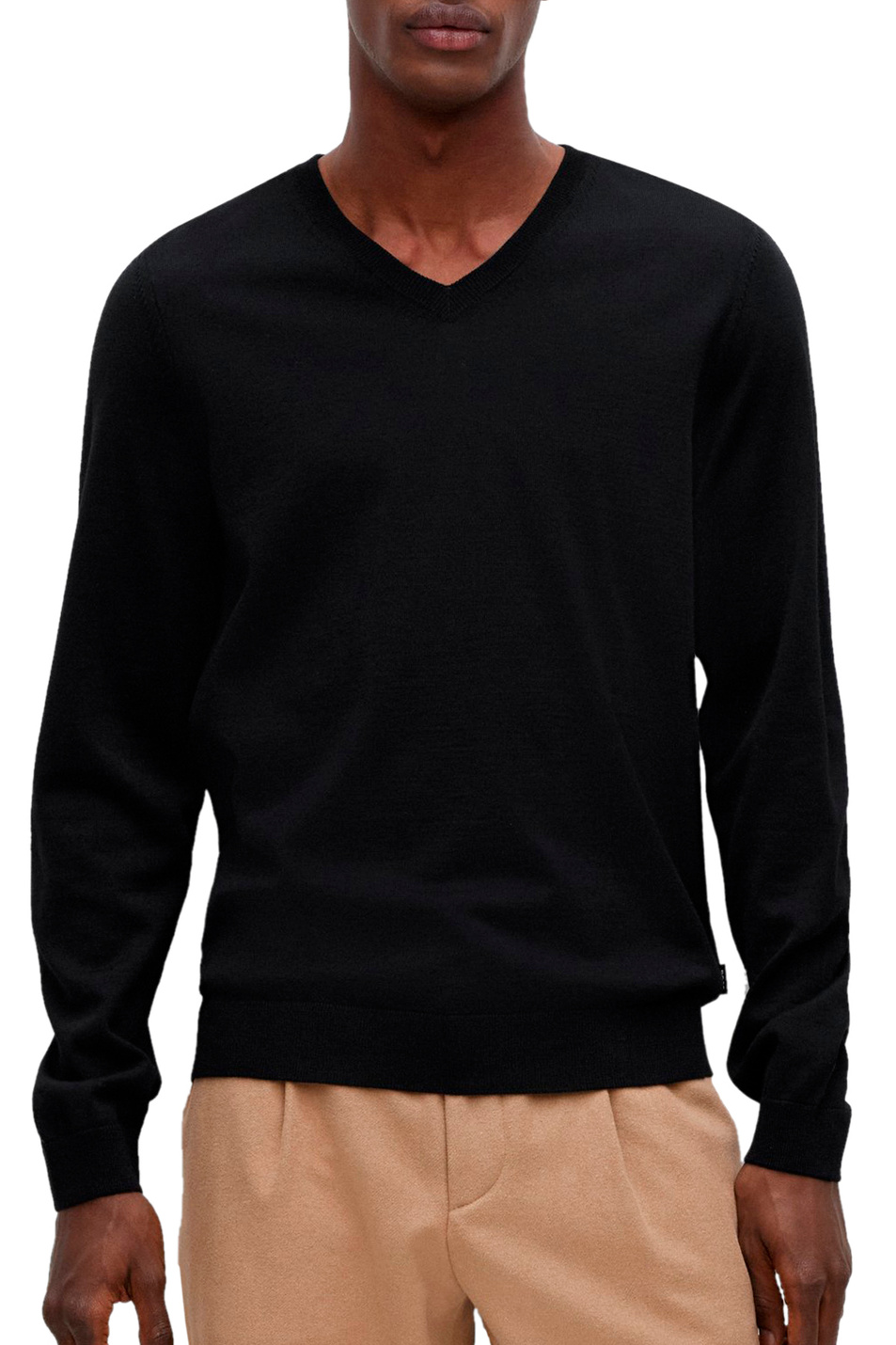 Мужской BOSS Пуловер из натуральной шерсти с V-образным вырезом (цвет ), артикул 50468261 | Фото 3