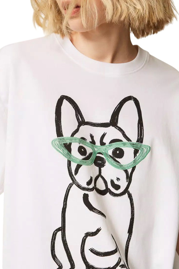 Женский TWINSET Milano Футболка MYFO из хлопка (цвет ), артикул 261AQ2010 | Фото 5