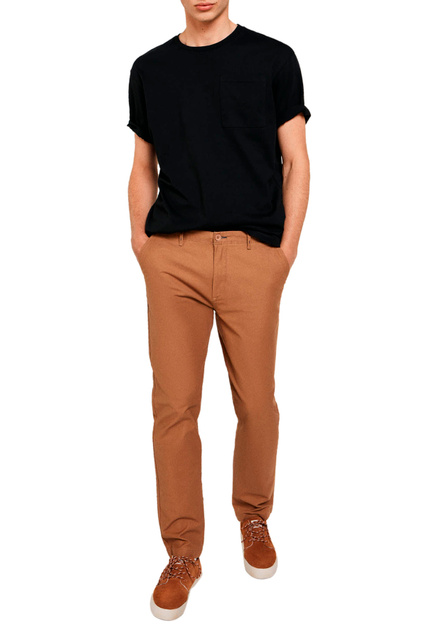 Однотонные брюки-чинос|Основной цвет:Коричневый|Артикул:1554923 | Фото 2