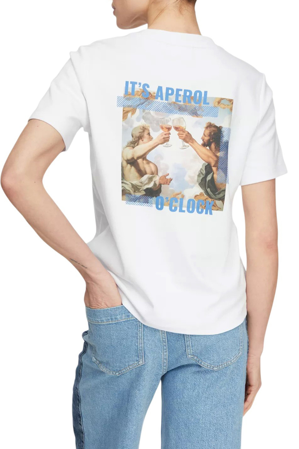 Женский Comma Футболка из хлопка с принтом (цвет ), артикул 2181590 | Фото 4