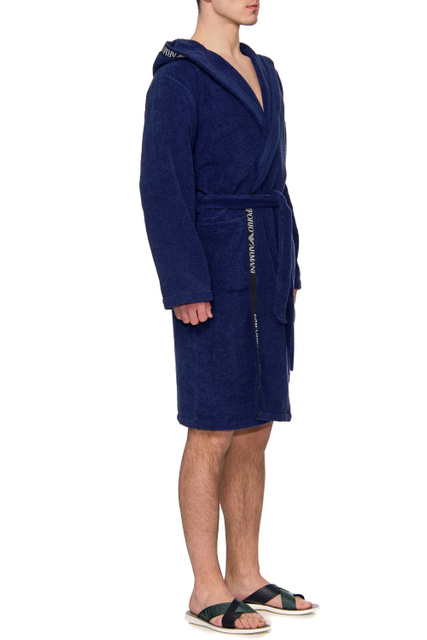 Махровый халат из натурального хлопка|Основной цвет:Синий|Артикул:231778-2R447 | Фото 2