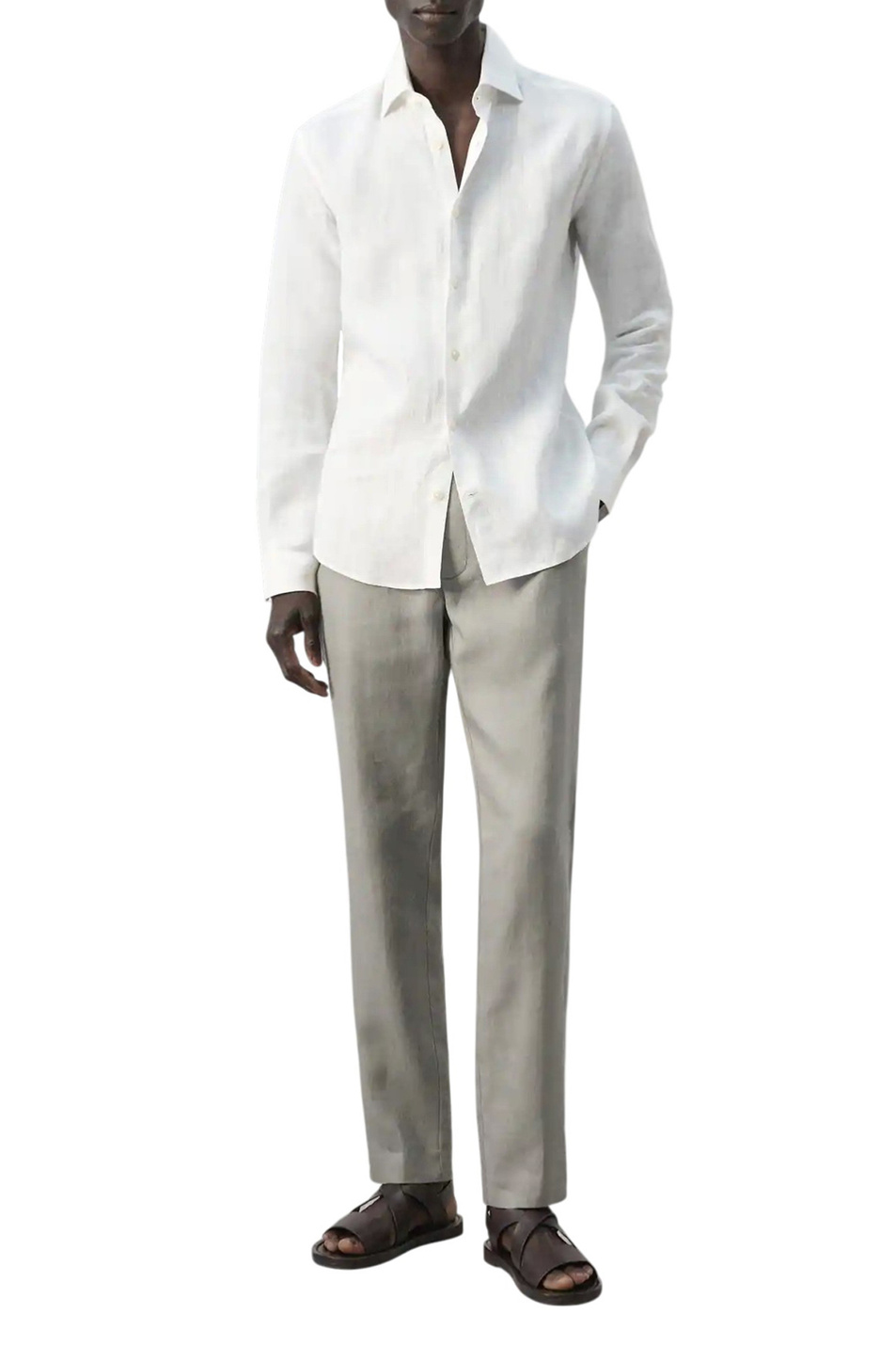 Мужской Mango Man Брюки OYSTER из льна (цвет ), артикул 27026711 | Фото 2