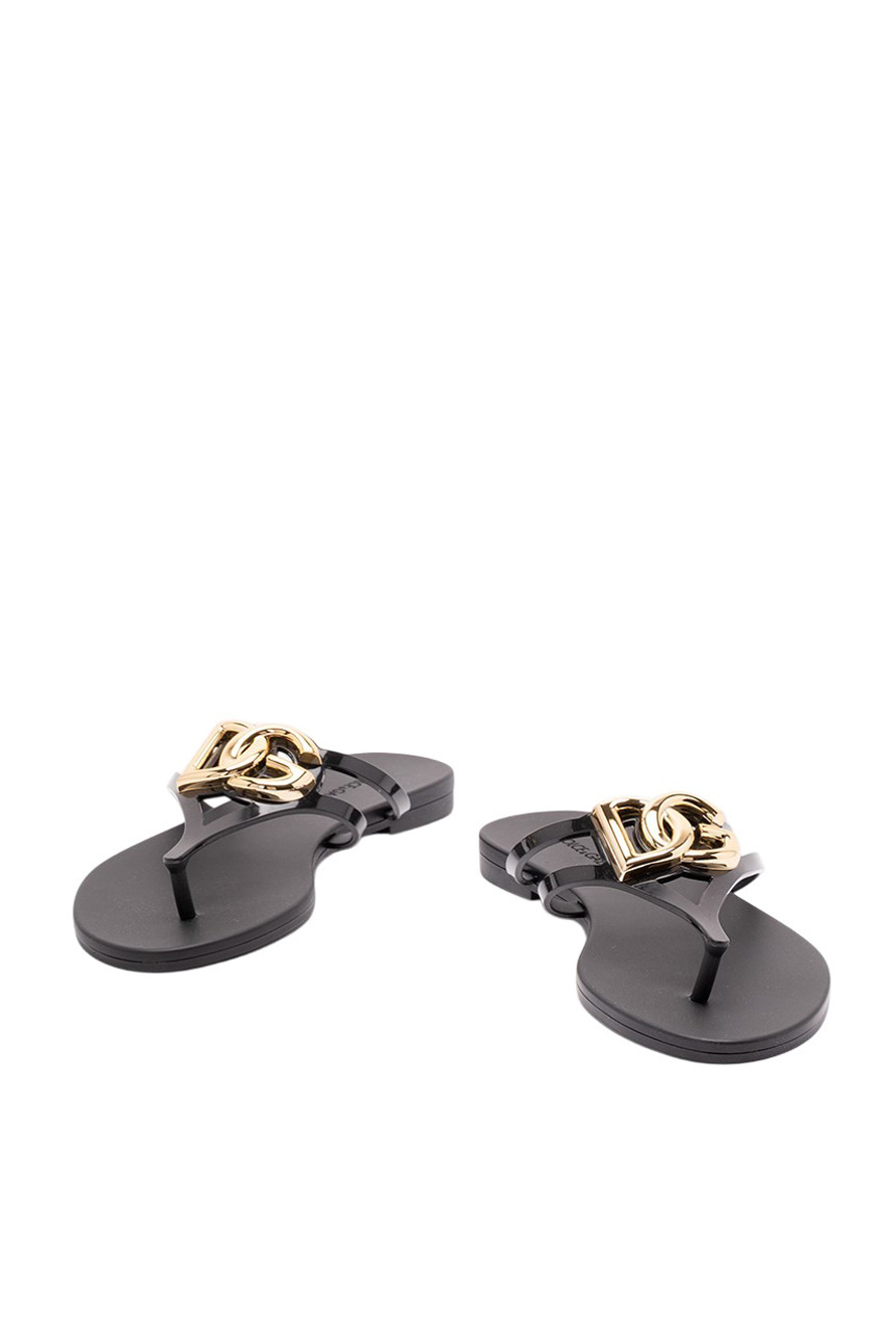 Шлепанцы с логотипом|Основной цвет:Черный Женский Dolce & Gabbana Шлепанцы с логотипом (цвет ), артикул CW2418-AY817 | Фото 2