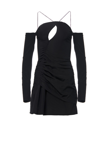 Платье из смесового шелка с открытыми плечами|Основной цвет:Черный|Артикул:H031-5500 | Фото 1