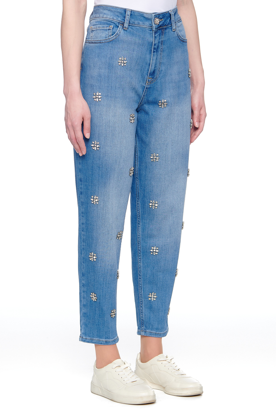 Liu Jo Укороченные джинсы с вышивкой стразами (цвет ), артикул CA1169D4559 | Фото 4