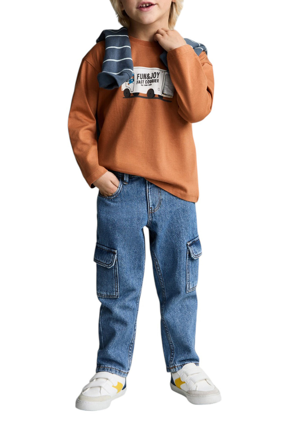 Мальчикам Mango Kids Лонглсив COURIER из хлопка (цвет ), артикул 87073641 | Фото 3