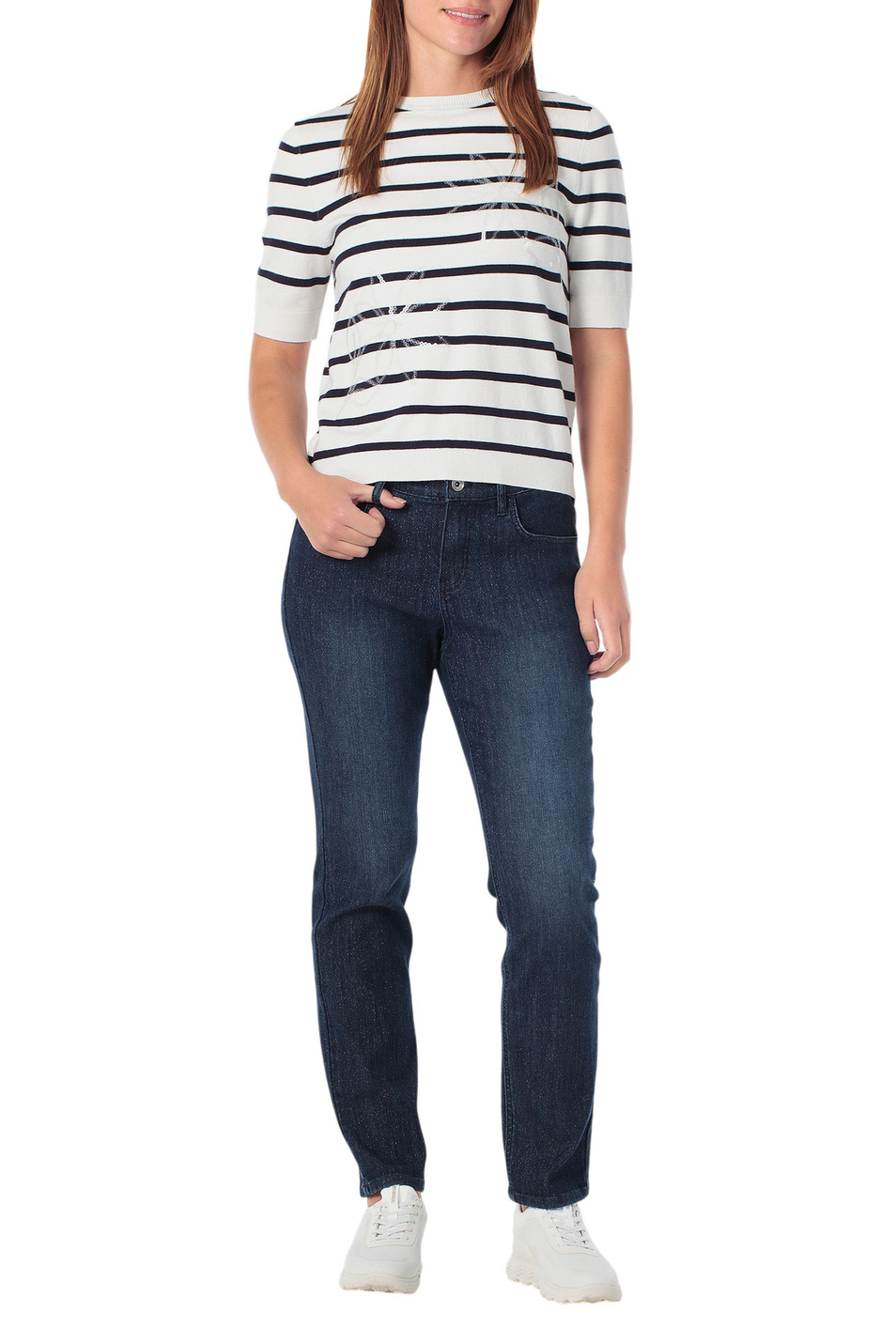 Женский Gerry Weber Джемпер с коротким рукавом в полоску (цвет ), артикул N64630 | Фото 3