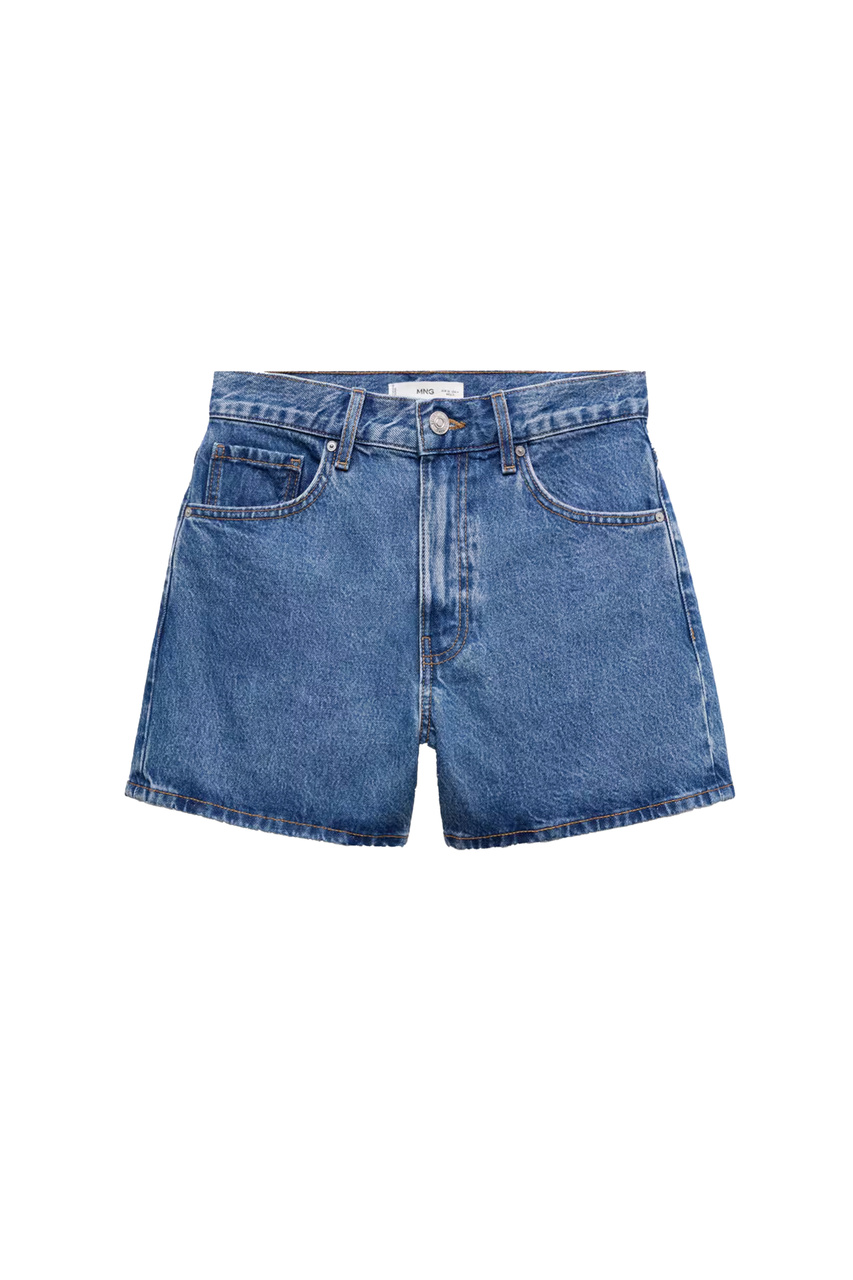 Шорты ZOE джинсовые с высокой посадкой|Основной цвет:Синий|Артикул:67097127 | Фото 1