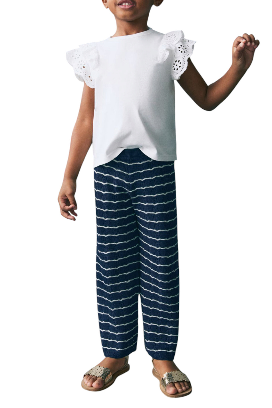 Девочкам Mango Kids Футболка DOBLE из хлопка с оборками (цвет ), артикул 87055958 | Фото 3