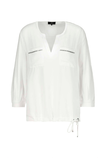 Блузка с рукавами ¾  и отделкой стразами|Основной цвет:Белый|Артикул:406927 | Фото 1