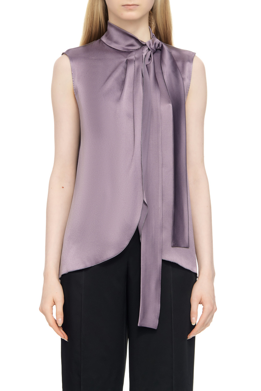Блузка из ацетата и шелка|Основной цвет:Фиолетовый|Артикул:A0225-6619 | Фото 1
