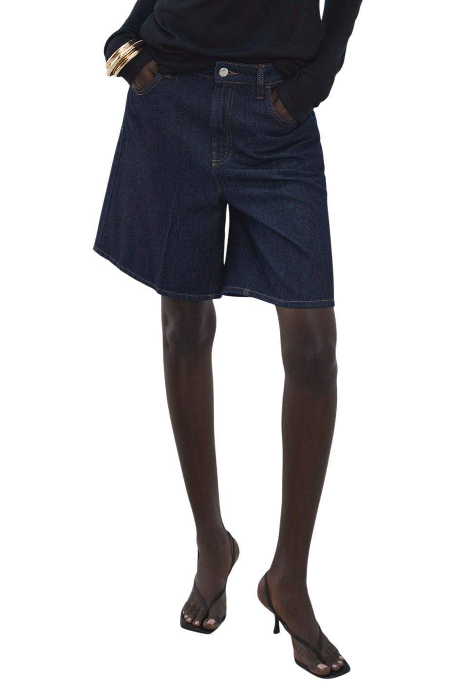 Женский Mango Шорты CAMILLA джинсовые с высокой посадкой (цвет ), артикул 27037140 | Фото 3