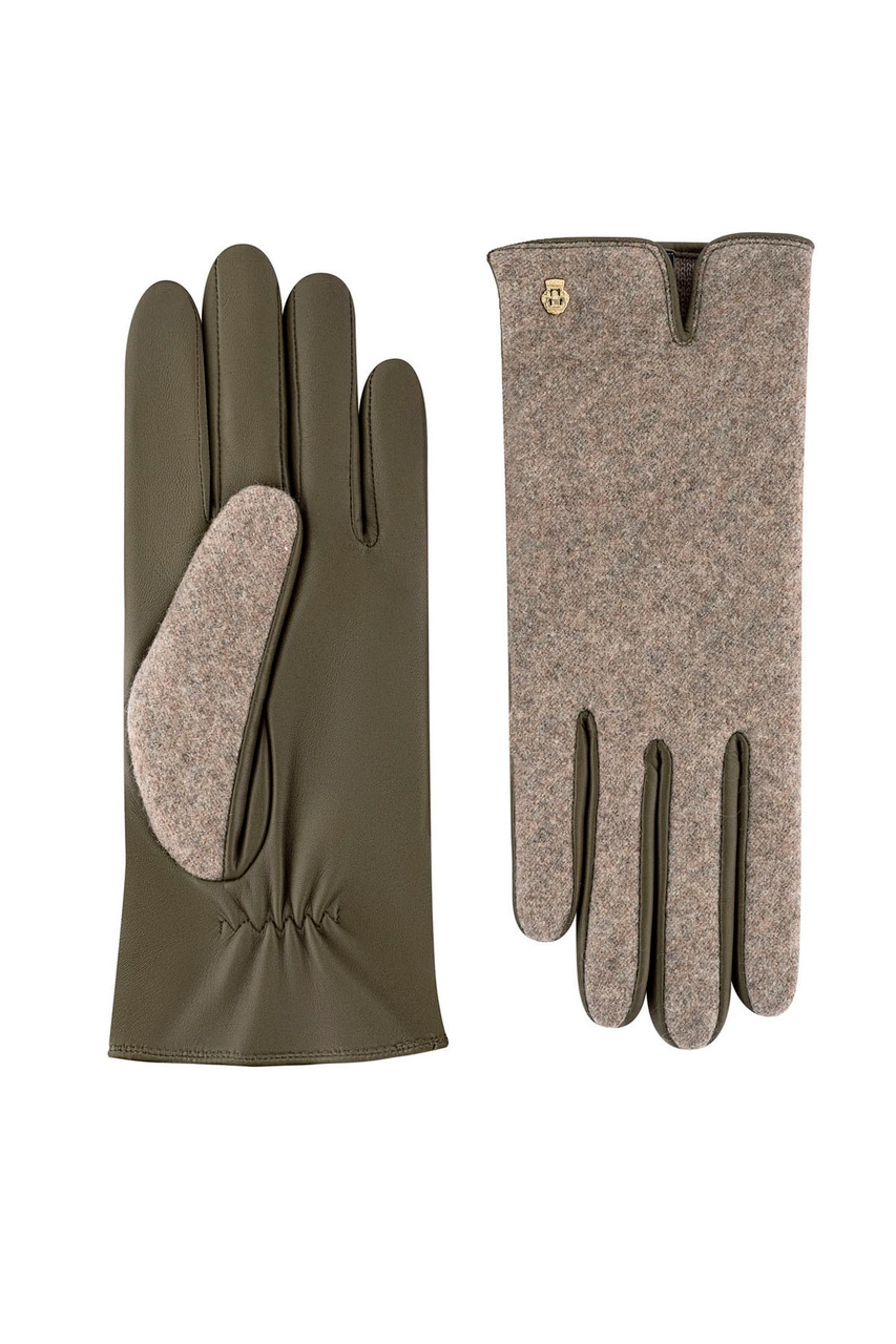 Перчатки Gruenwald из шерсти и кожи|Основной цвет:Хаки|Артикул:13011-243 | Фото 1