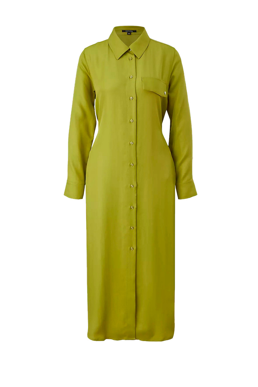 Платье-рубашка однотонное|Основной цвет:Салатовый|Артикул:2126136 | Фото 1
