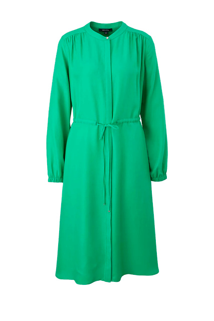 Платье-рубашка с кулиской на поясе|Основной цвет:Зеленый|Артикул:2129264 | Фото 1