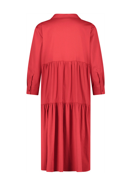Платье-рубашка из смесового хлопка|Основной цвет:Бордовый|Артикул:780020-31594 | Фото 2