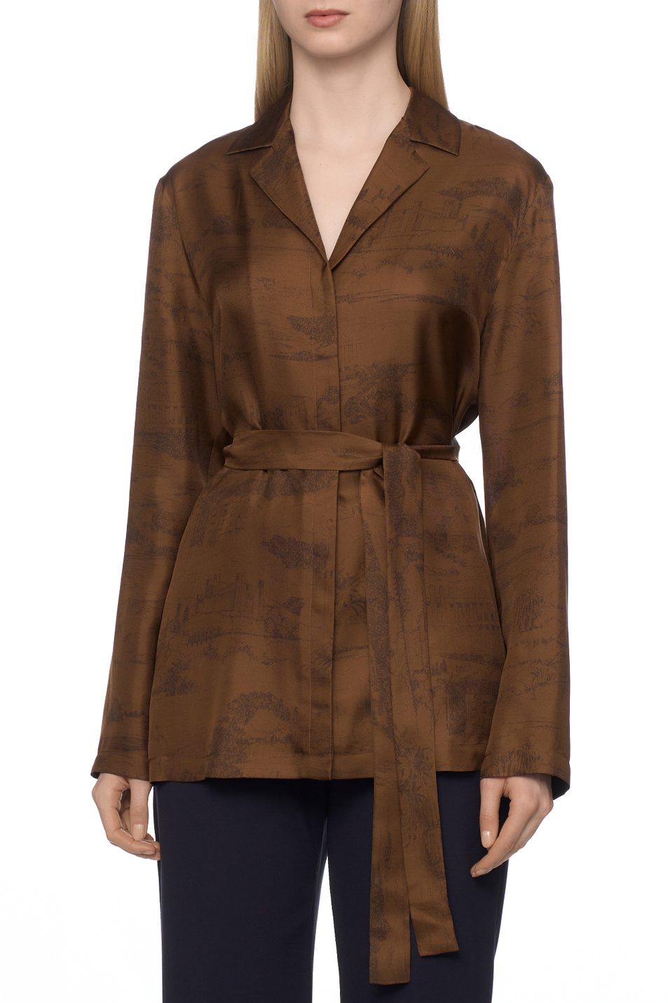 Женский Max Mara Блузка ABITURO из шелка с поясом (цвет ), артикул 2616191031 | Фото 3