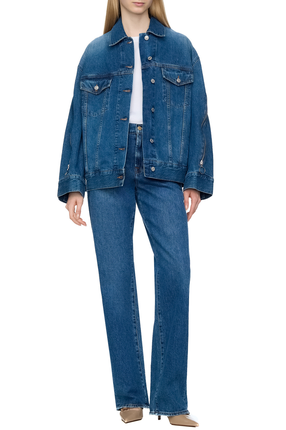 Женский 7 for all Mankind Куртка джинсовая из хлопка (цвет ), артикул JSCK066ZTO | Фото 3