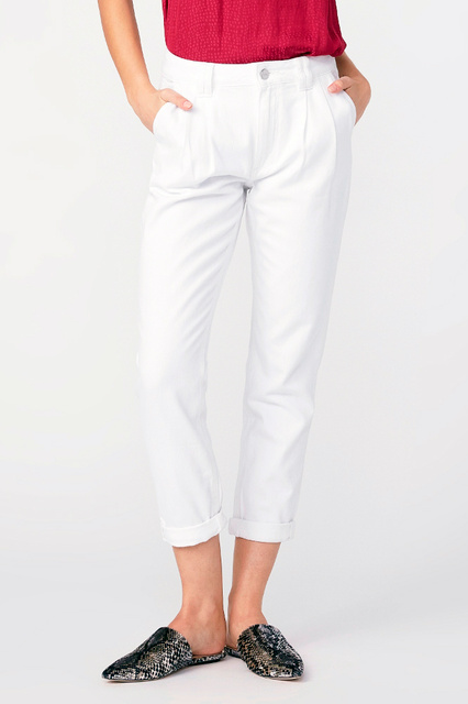 Укороченные джинсы с отворотами|Основной цвет:Белый|Артикул:6026G35-4096 | Фото 1