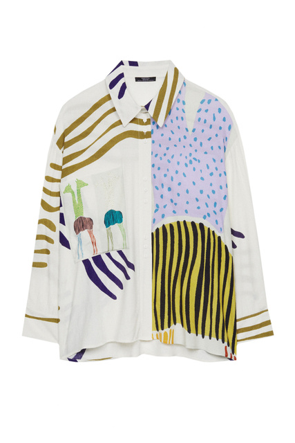 Блузка из вискозы с принтом|Основной цвет:Мультиколор|Артикул:202018 | Фото 1