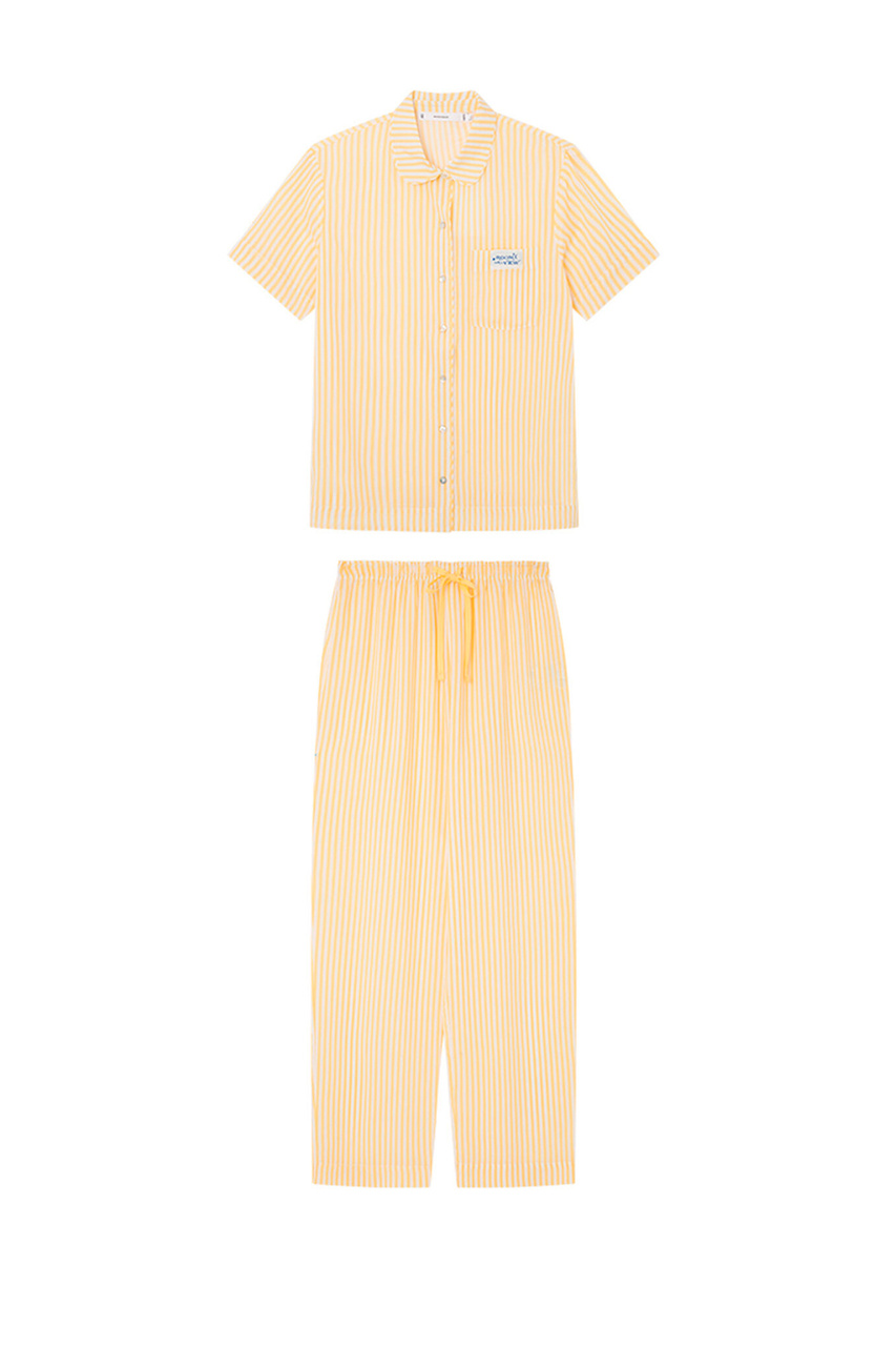 Пижама в полоску|Основной цвет:Желтый|Артикул:3597417 | Фото 1