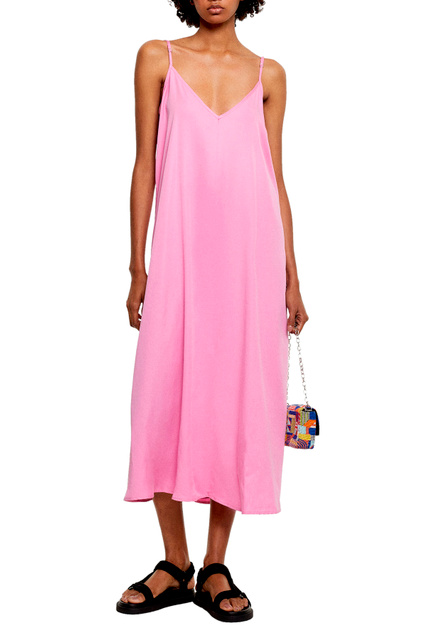 Платье с V-образным вырезом|Основной цвет:Розовый|Артикул:197355 | Фото 2