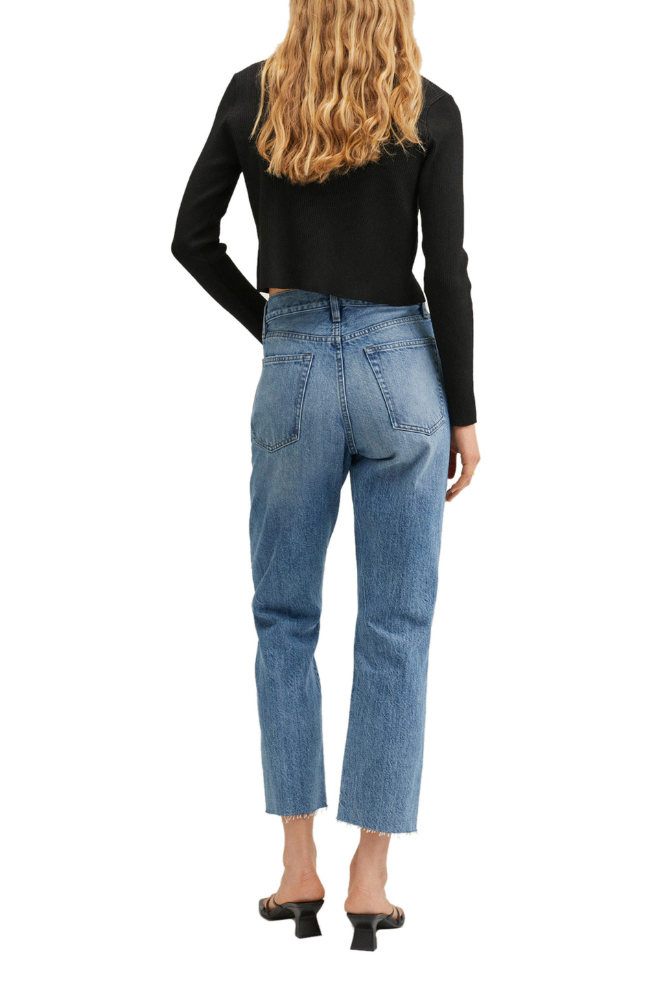 Женский Mango Укороченные прямые джинсы PUSHUP с завышенной талией (цвет ), артикул 27130767 | Фото 3