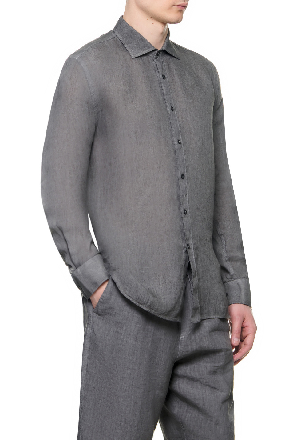Мужской 120% Lino Рубашка из чистого льна (цвет ), артикул V0M13110000115S00 | Фото 3