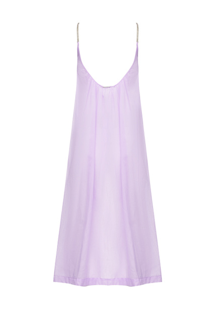Платье из натурального хлопка с бретелями-цепочками|Основной цвет:Лиловый|Артикул:S7AG01550 | Фото 2