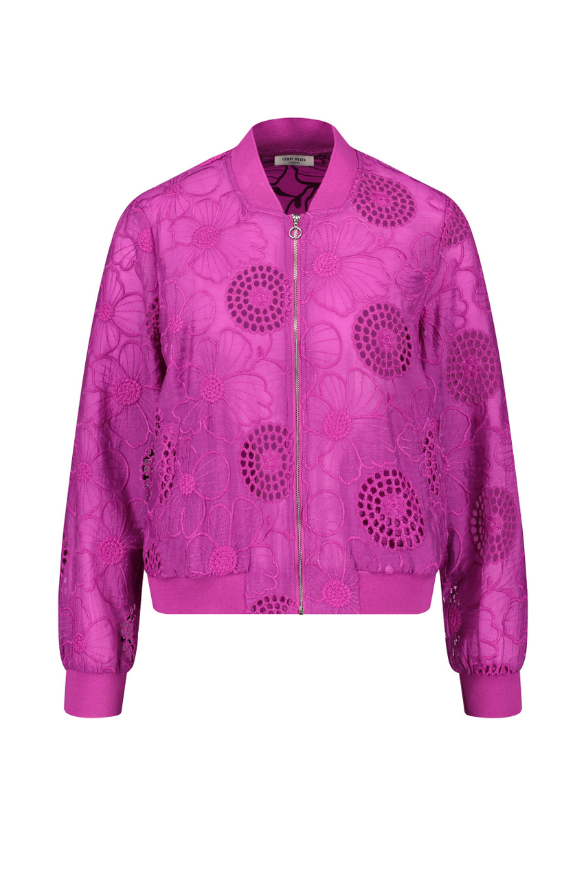 Куртка-бомбер с вышивкой|Основной цвет:Фуксия|Артикул:130058-31265 | Фото 1