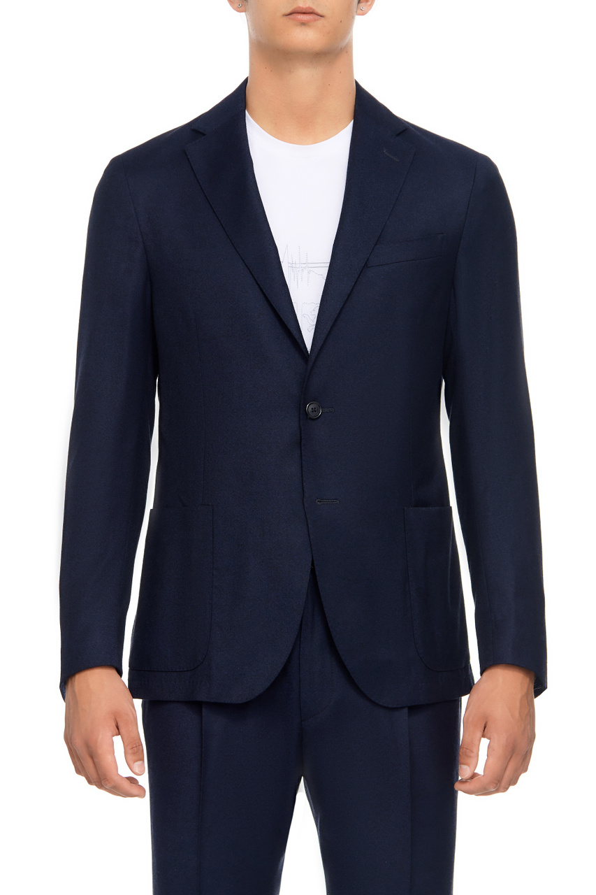 Пиджак из натуральной шерсти|Основной цвет:Синий|Артикул:92X700-3818400 | Фото 1