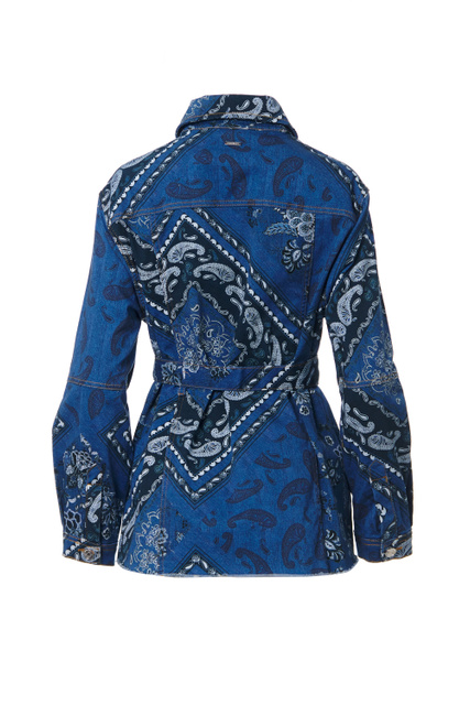 Джинсовая куртка со сплошным принтом|Основной цвет:Синий|Артикул:UA2160D4709 | Фото 2