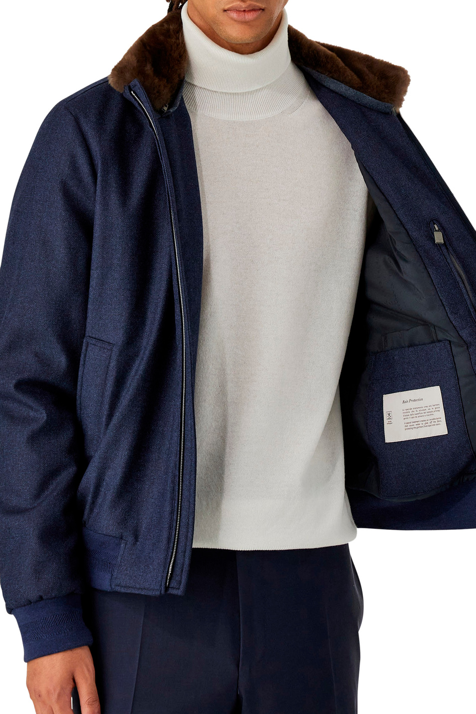 Canali Куртка из шерсти на молнии со съемным меховым воротником (цвет ), артикул O40658SG02542 | Фото 3