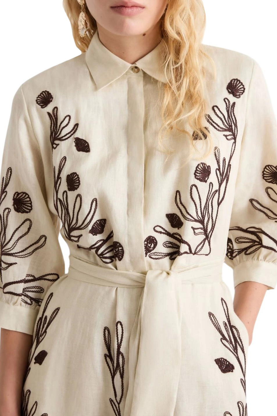 Женский MARELLA Платье-рубашка MLLBANDA из льна (цвет ), артикул 2613221232 | Фото 5