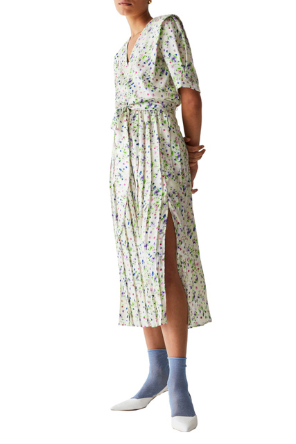 Платье BAGLIO с V-образным вырезом и поясом|Основной цвет:Кремовый|Артикул:2372210131 | Фото 2