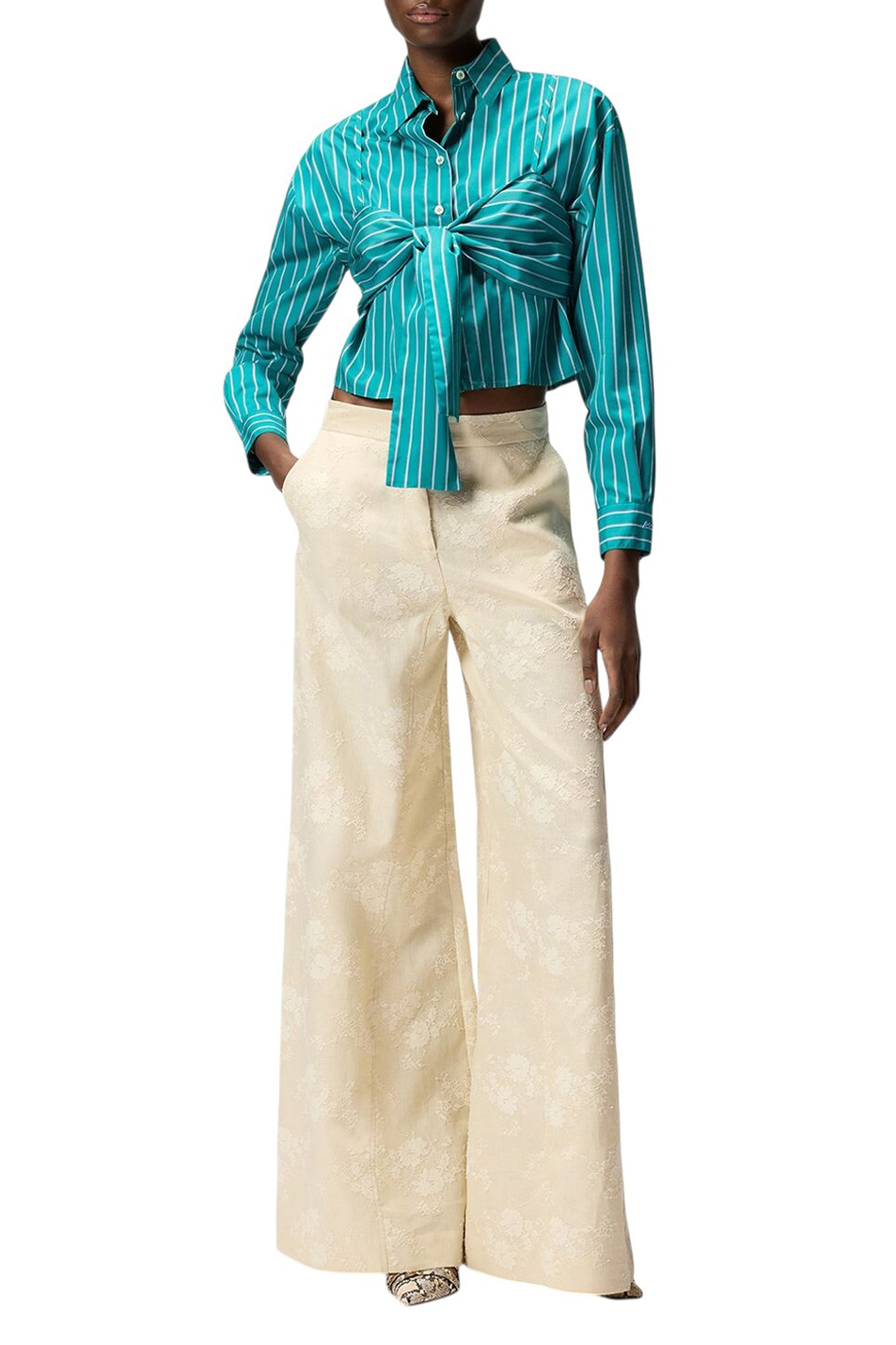 Женский Pinko Брюки IVY изо льна с кружевом (цвет ), артикул 106528A374 | Фото 3