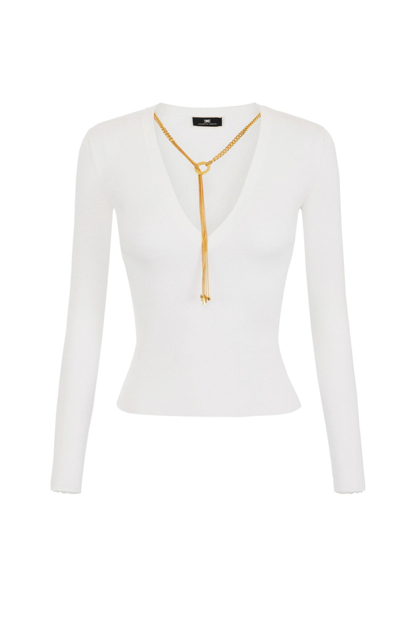 Пуловер с цепочкой|Основной цвет:Белый|Артикул:MK39S41E2 | Фото 1