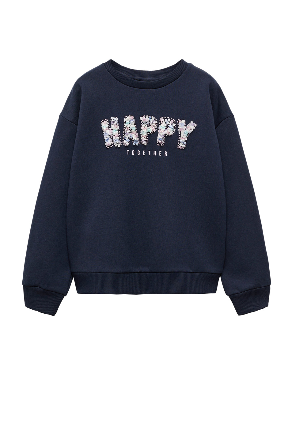 Девочкам Mango Kids Свитшот HAPPY из смесового хлопка (цвет ), артикул 67080647 | Фото 1