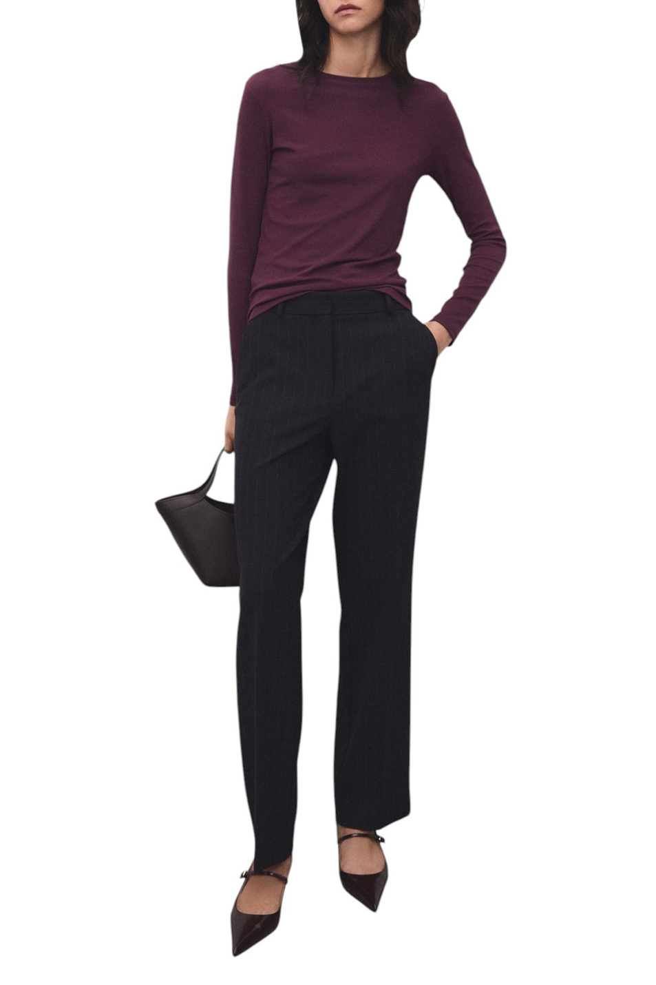 Лонгслив SECONDCA из смесовой вискозы|Основной цвет:Бордовый Женский Mango Лонгслив SECONDCA из смесовой вискозы (цвет ), артикул 17065813 | Фото 2