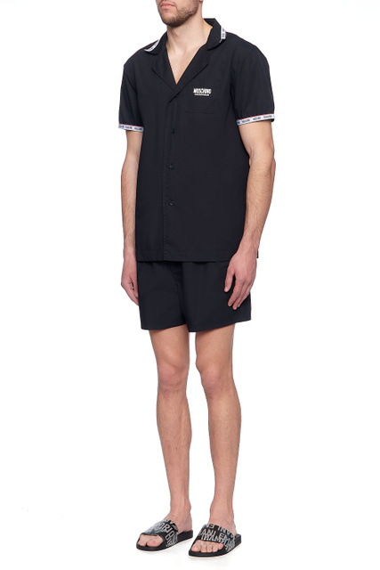 Пижама рубашечного типа с контрастными деталями|Основной цвет:Черный|Артикул:A5004-8133 | Фото 2