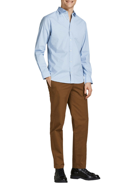 Рубашка приталенного кроя с принтом|Основной цвет:Голубой|Артикул:12192608 | Фото 2