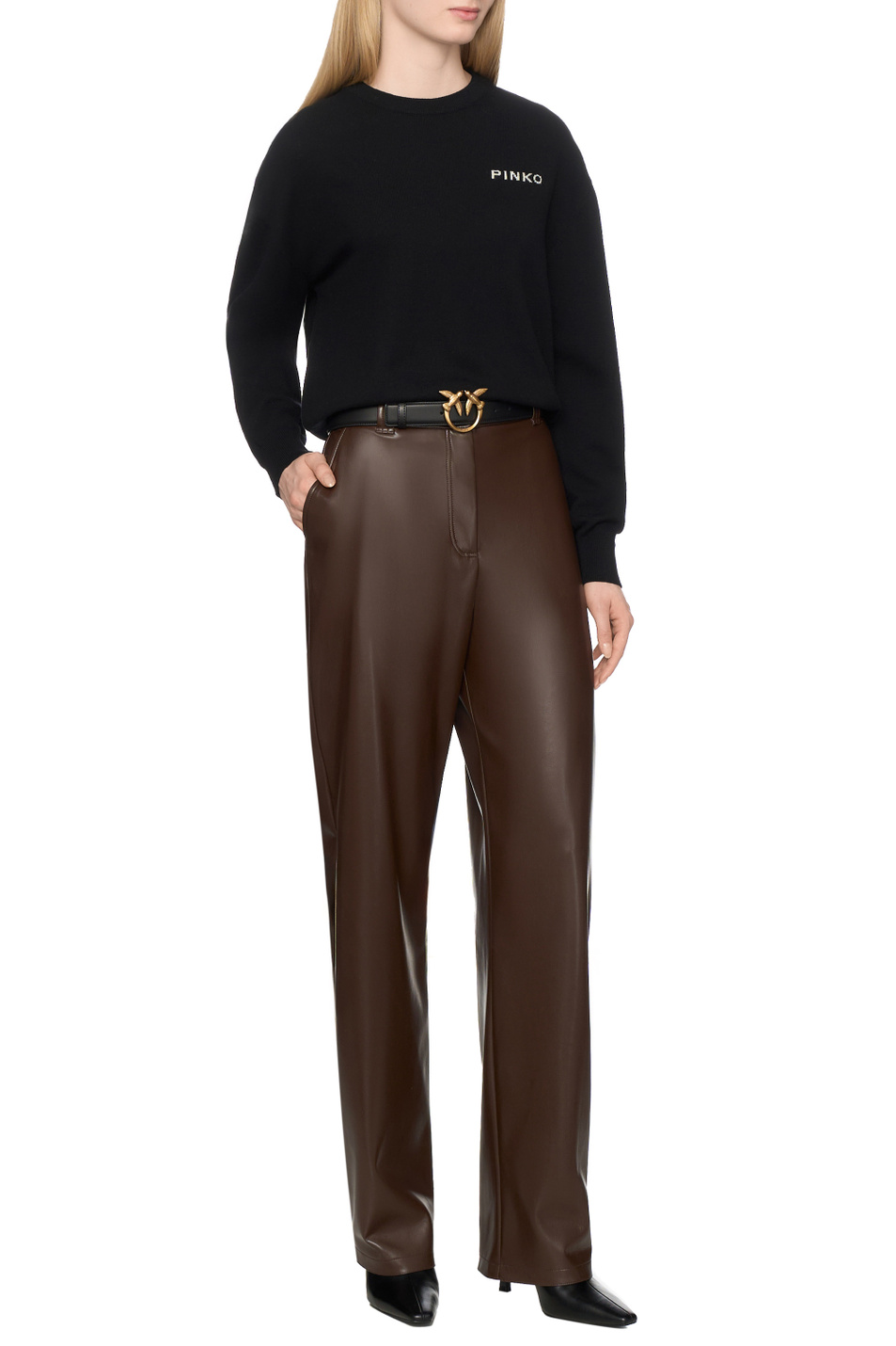 Женский Pinko Брюки PANINO из искусственной кожи (цвет ), артикул 105371A2P4 | Фото 3
