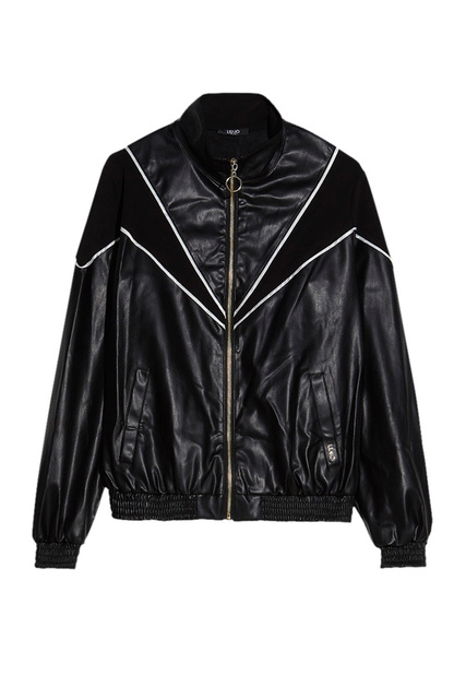 Куртка из комбинированного материала|Основной цвет:Черный|Артикул:TF1051E0641 | Фото 1